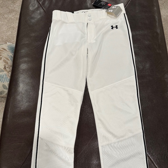 New - Under Armour Youth Boy's Open Bottom Black Piped with Braid Baseball Pant - Picture 1 of 6